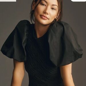 Anthropologie White Puffy Sleeves Top